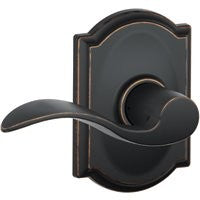 Schlage Accent Series F10VACC716CAM Passage Lever, Mechanical Lock, Aged Bronze, Metal, Residential, 2 Grade