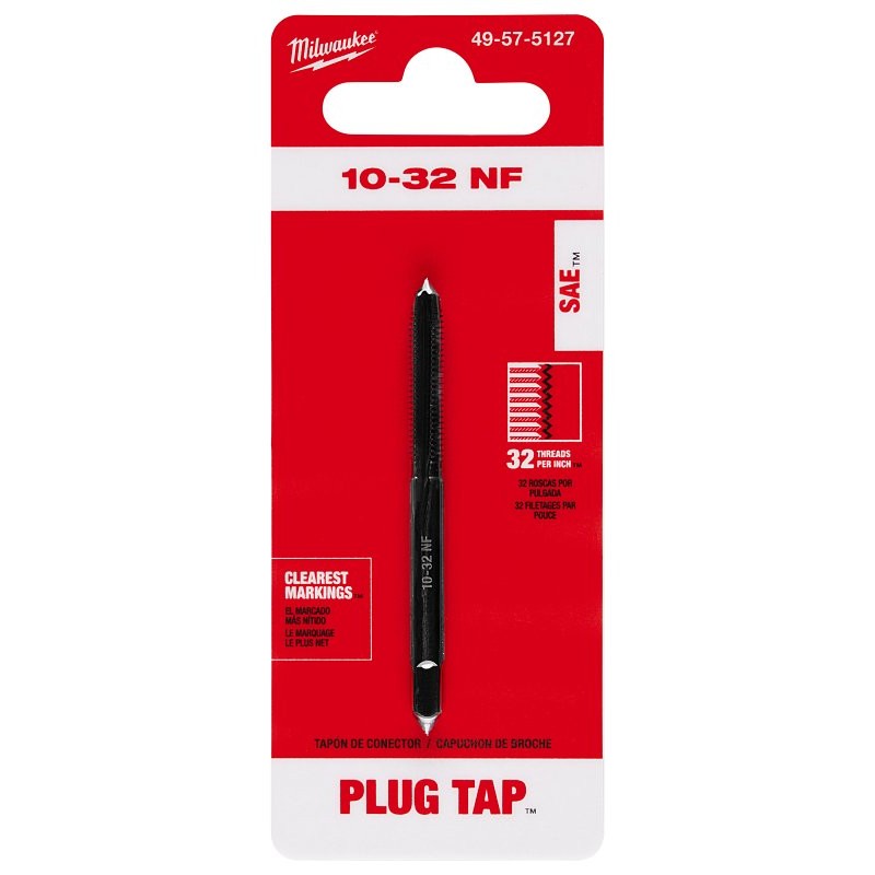 Milwaukee 49-57-5127 Straight Flute Plug Tap, 10-32 Thread, Fine Thread, HCS