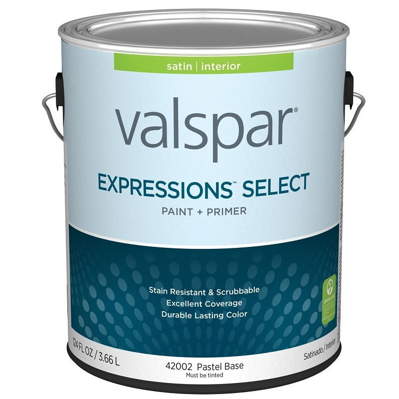 Valspar Expressions Select 4200 028.0042002.007 Latex Paint, Acrylic Base, Satin Sheen, Pastel Base, 1 gal (Pack of 4)
