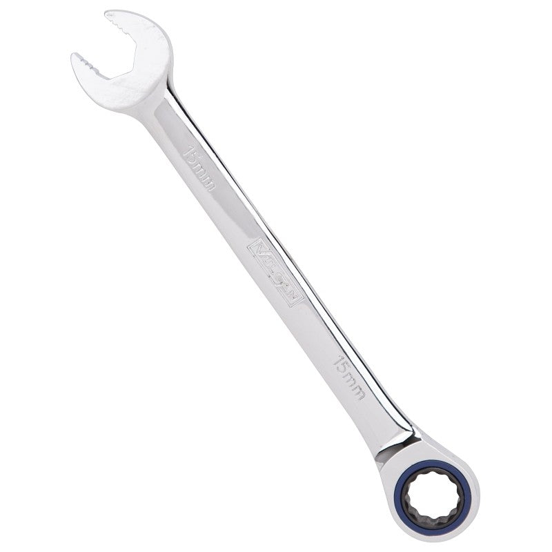 Vulcan PG15MM Combination Wrench, Metric, 15 mm Head, Chrome Vanadium Steel, Polished Mirror