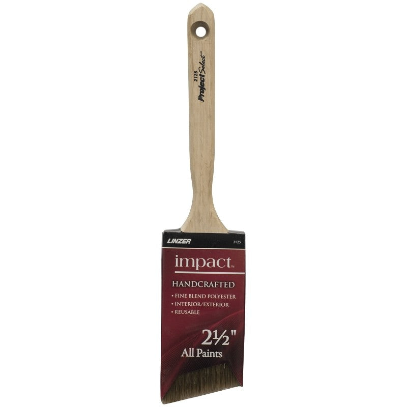 Linzer 2125N-2.5 Paint Brush, Natural, Wood Handle, 2-1/2 in W, Polyester Bristle, Angle Sash Handle