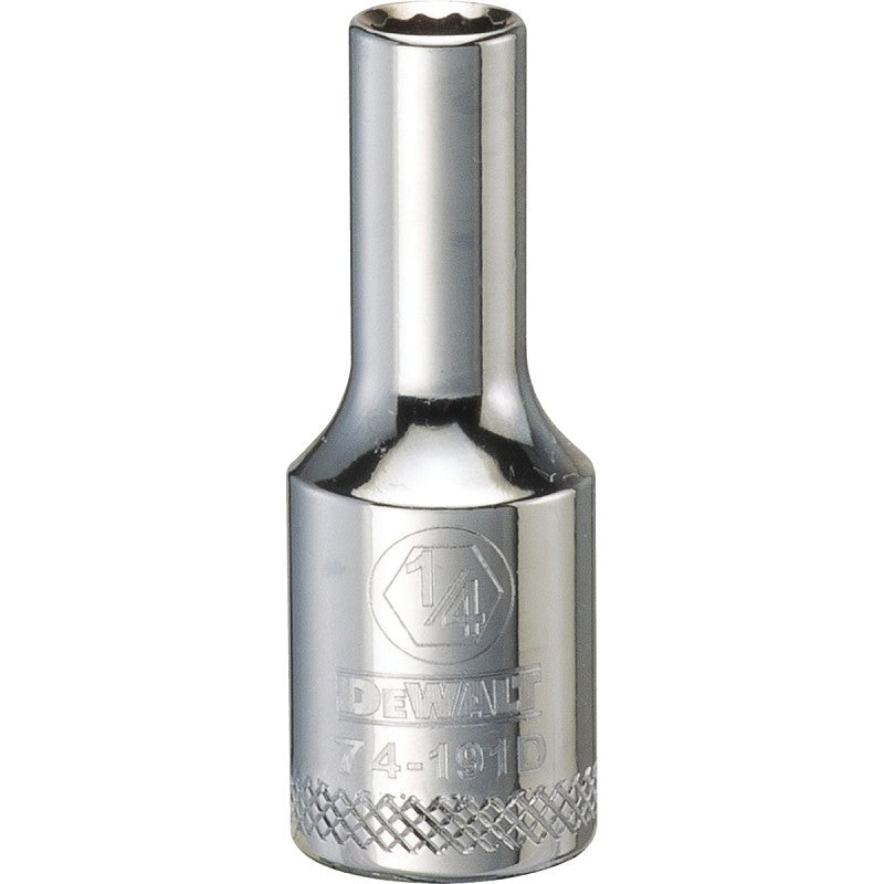 DEWALT DWMT74191OSP Drive Socket, 1/4 in Socket, 3/8 in Drive, 12-Point, Vanadium Steel, Polished Chrome