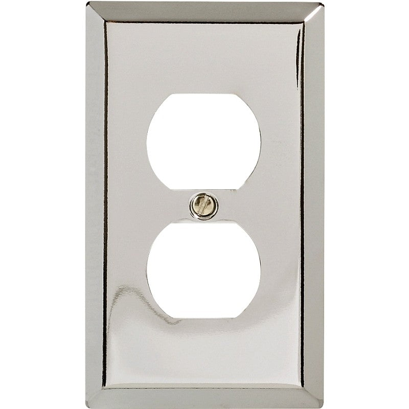 Amerelle 161D Receptacle Wallplate, 4-5/16 in L, 2-7/8 in W, 1 -Gang, Steel, Polished Chrome