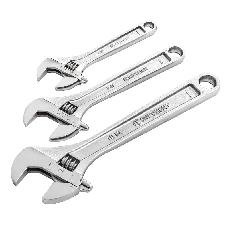 Crescent AC3PC Wrench Set, 3-Piece, Alloy Steel, Polished/Satin Chrome