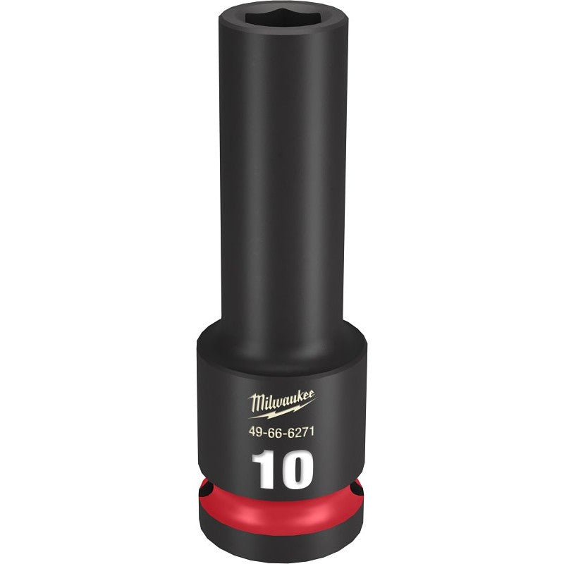 Milwaukee SHOCKWAVE Impact Duty Series 49-66-6271 Deep Impact Socket, 10 mm Socket, 1/2 in Drive, Square Drive, 6-Point