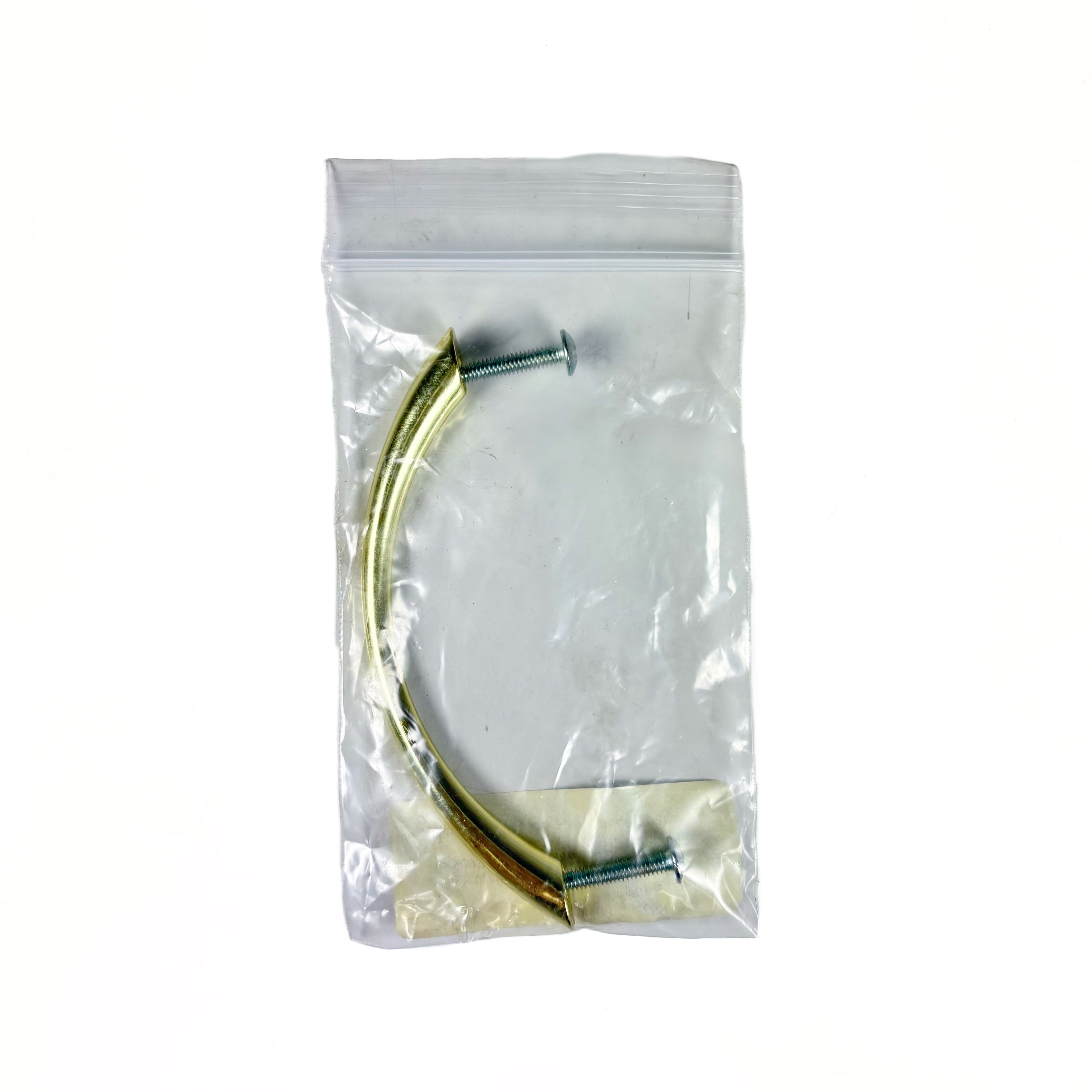 Arched Cabinet And Door Pull 3-3/4 Inch Centers Die Cast Bright Brass