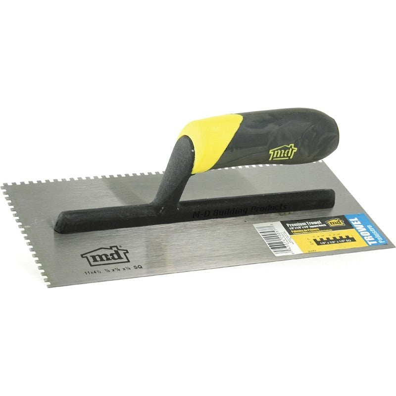 M-D 20057 Tile Installation Trowel, 1/8 in W x 1/8 in D Notch, 11 in L, 4-1/2 in W, Square Notch, Comfort Grip Handle