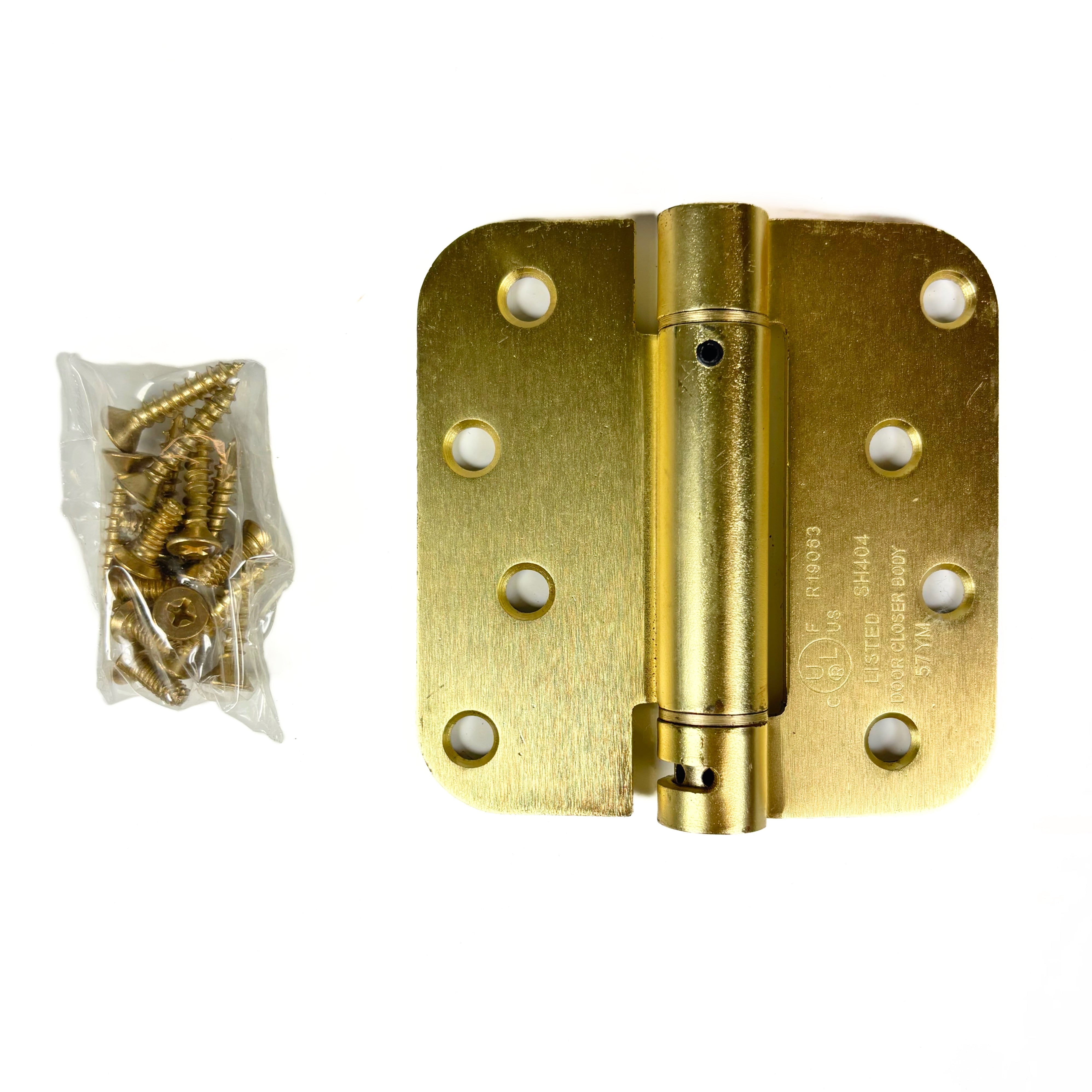 Spring Door Hinge 4 Inch 5/8 Radius Satin Brass (POS)