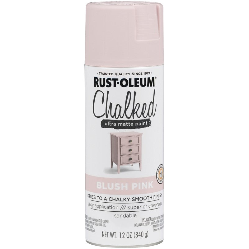 Rust-Oleum 302594 Chalk Spray Paint, Ultra Matte, Blush Pink, 12 oz, Can
