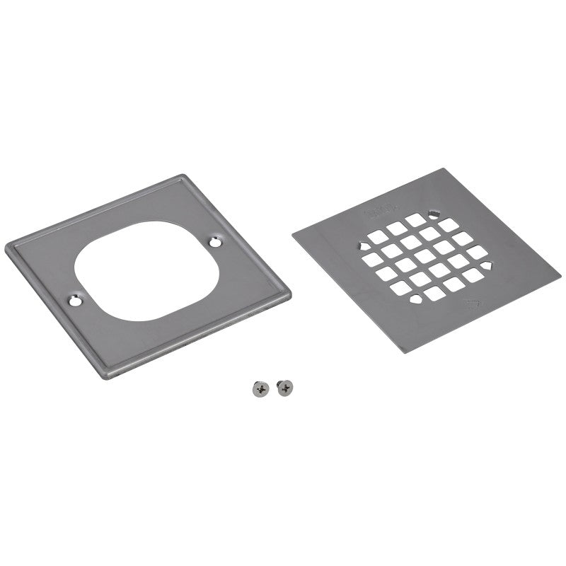 Oatey 42336 Square Snap-Tite Strainer with Ring, Polished Stainless Steel, 4.54 in Connection Size