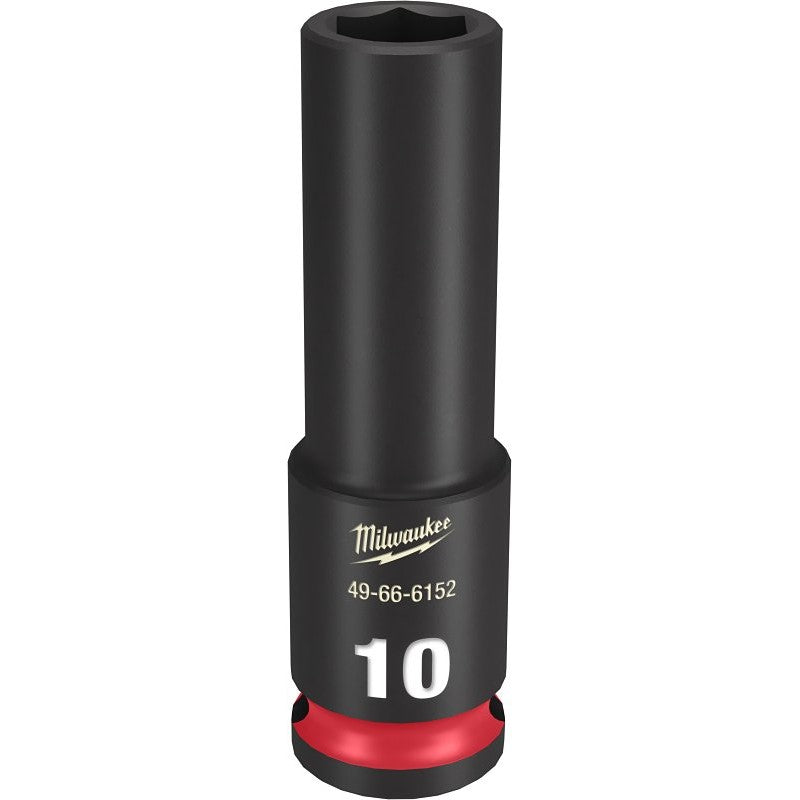 Milwaukee SHOCKWAVE Impact Duty Series 49-66-6152 Deep Impact Socket, 10 mm Socket, 3/8 in Drive, Square Drive, 6-Point