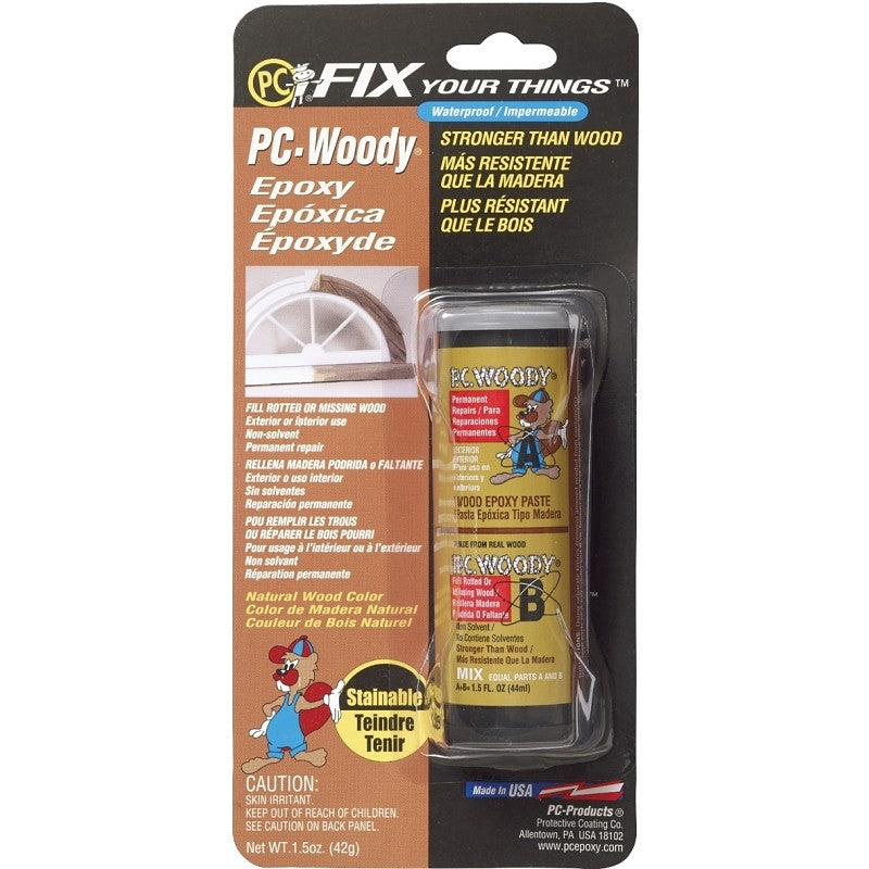 Protective Coating PC-WOODY 1.5OZ Epoxy Adhesive, White, Paste, 1.5 oz, Stick Pack