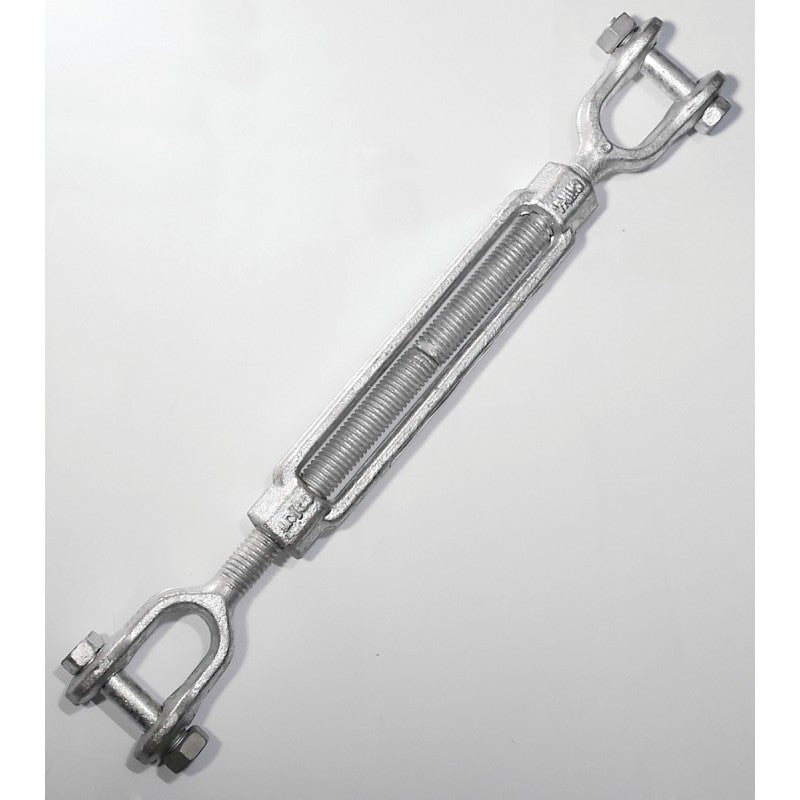 Baron 19-1/2X6 Turnbuckle, 2200 lb Working Load, 1/2 in Thread, Jaw, Jaw, 6 in L Take-Up, Galvanized Steel