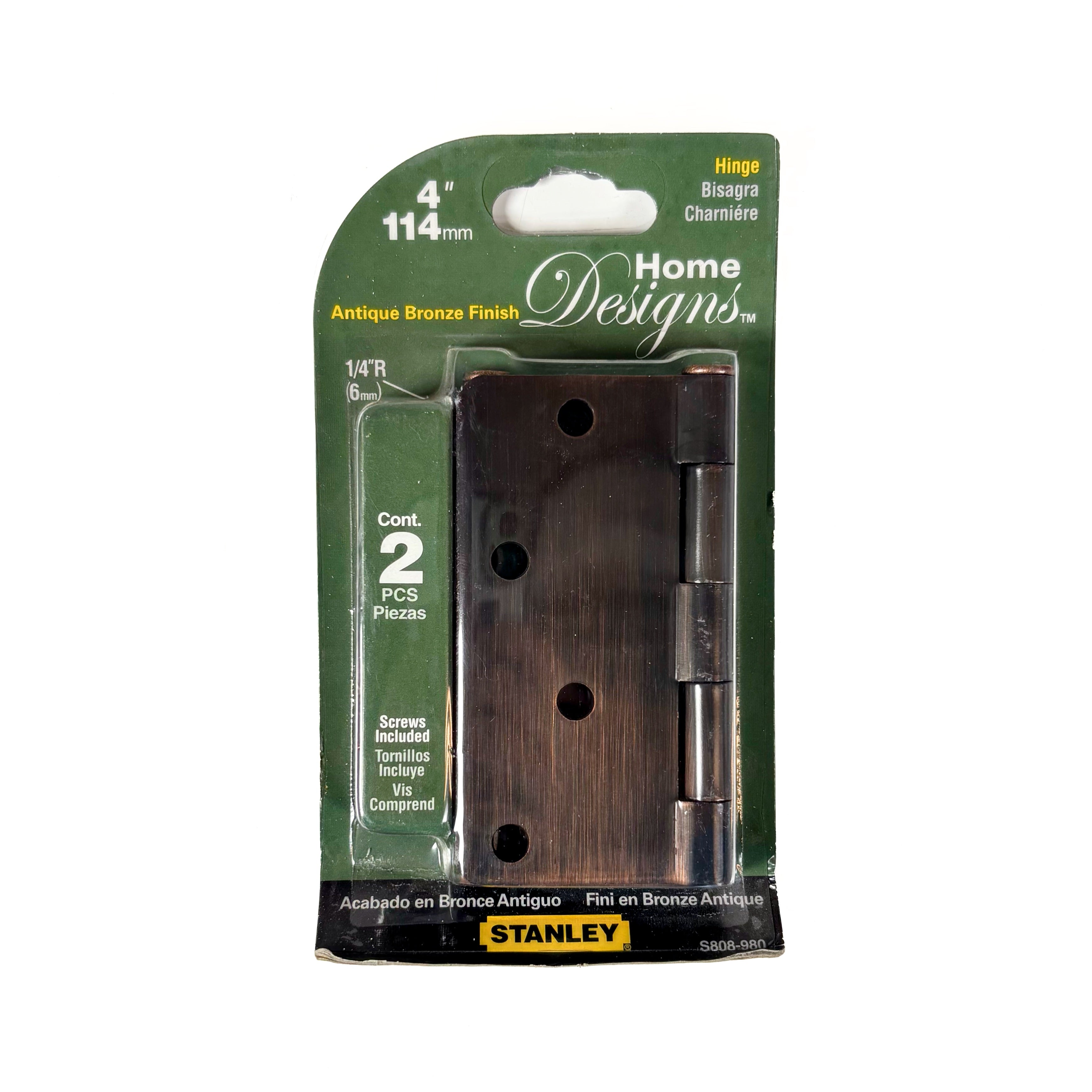 Door Hinges 4 Inch 1/4 Radius Antique Bronze 2 Pack
