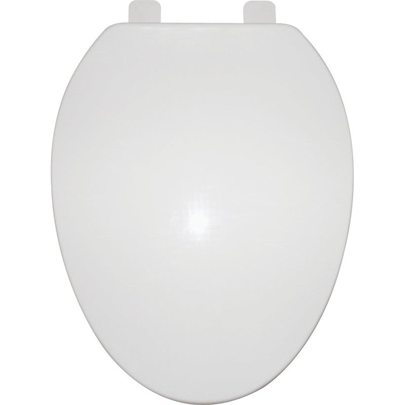 ProSource Q-019-WH Toilet Seat, Elongated, Polypropylene, White, Plastic Hinge