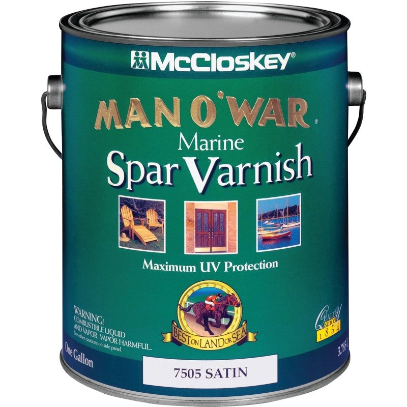 McCloskey Man O’ War 80-7505 080.0007505.007 Spar Varnish, Satin, Clear, Liquid, 1 gal (Pack of 2)