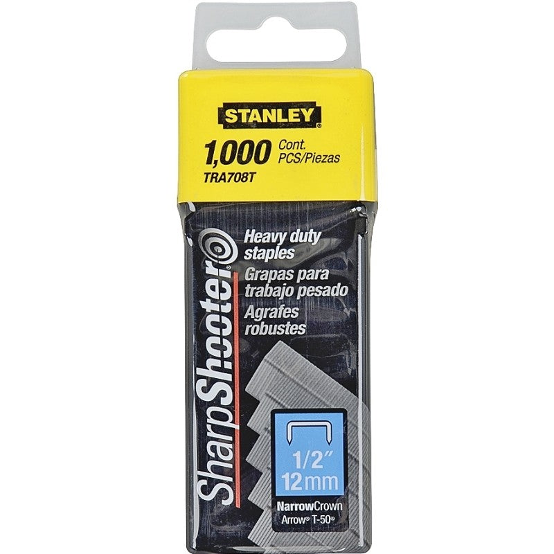 STANLEY TRA708T Staple, 27/64 in W Crown, 1/2 in L Leg, Galvanized