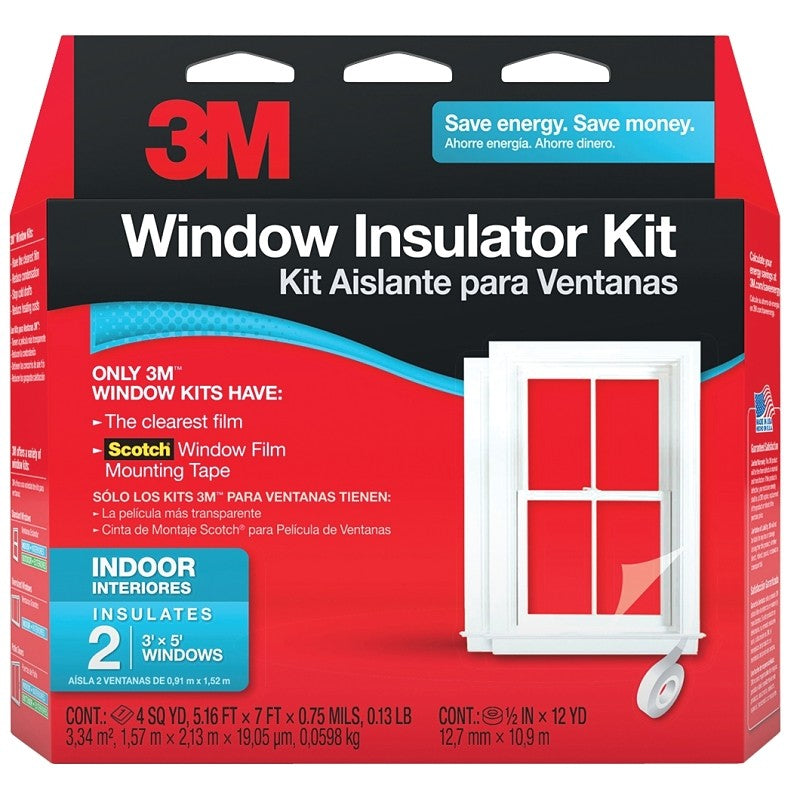 Scotch 2120 Window Insulation Kit, 60 in W, 0.75 mil Thick, 36 in L, Plastic, Clear