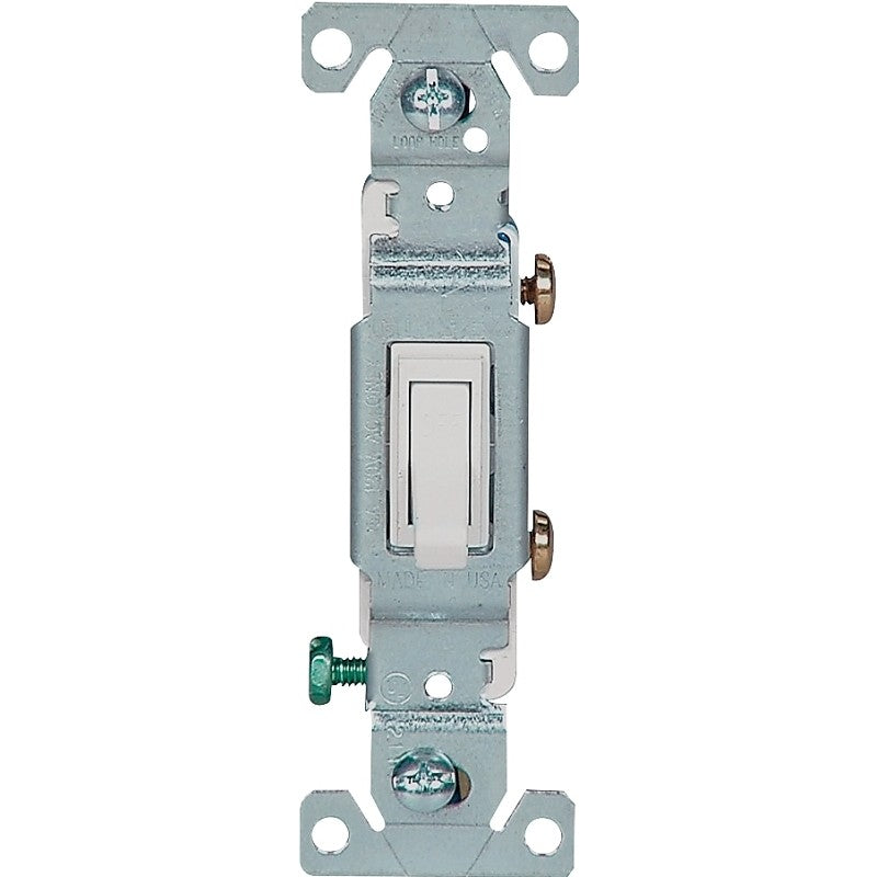 Eaton Wiring Devices 1301-7W10 Toggle Switch, 15 A, 120 V, Polycarbonate Housing Material, White