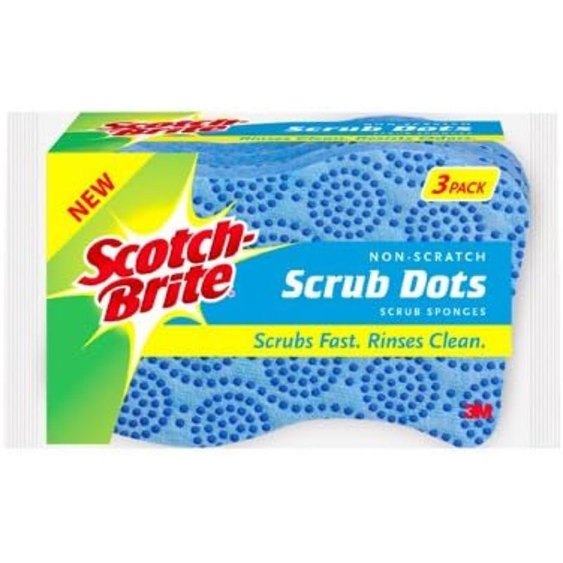Scotch-Brite Stay Clean 20203-8 Non-Scratch Sponge, 4.4 in L, 2.6 in W, 0.6 in Thick, Cellulose