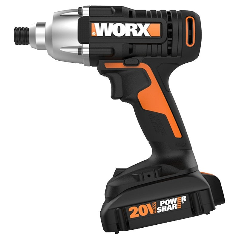 Worx PowerShare WX291L Impact Driver, Battery Included, 20 V, 1.5 Ah, 1/4 in Drive, Hex Drive, 0 to 3300 bpm IPM