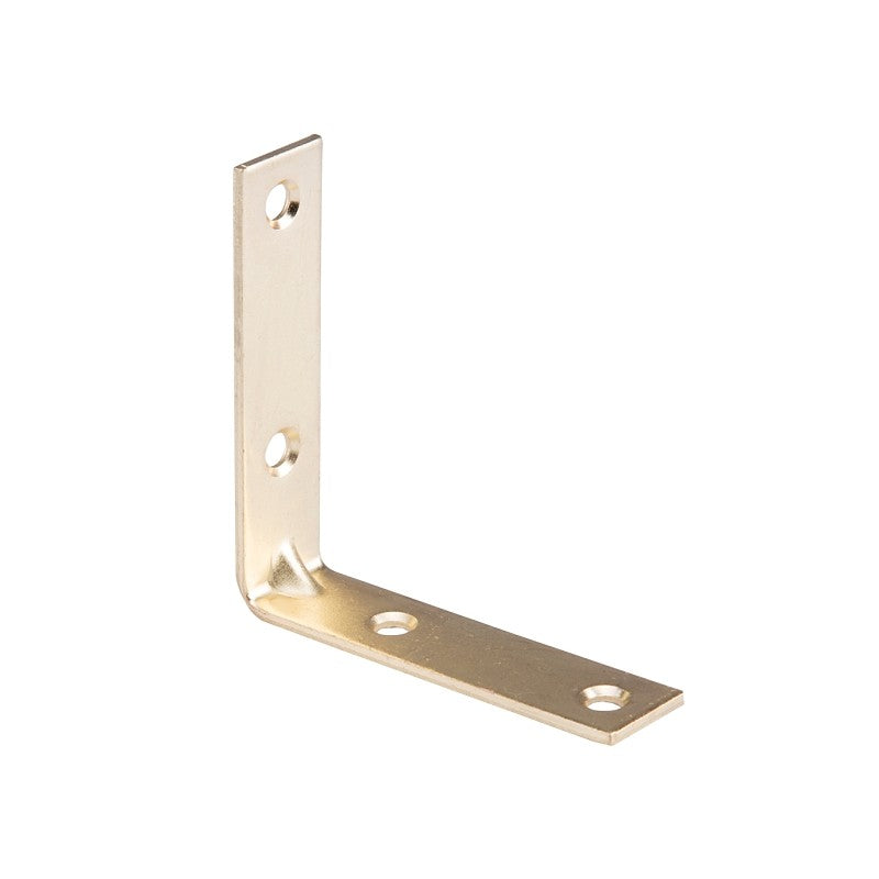 ProSource CB-S025-C4PS Corner Brace, 2-1/2 in L, 2-1/2 in W, 5/8 in H, Steel, Bright Brass, 2 mm Thick Material