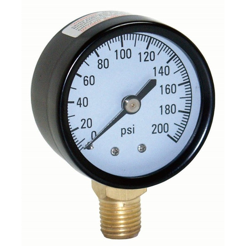 Water Source M2002-4L-RM Pressure Gauge, 1/4 in Connection, Steel Gauge Case, 0 to 200 psi, Bottom Connection