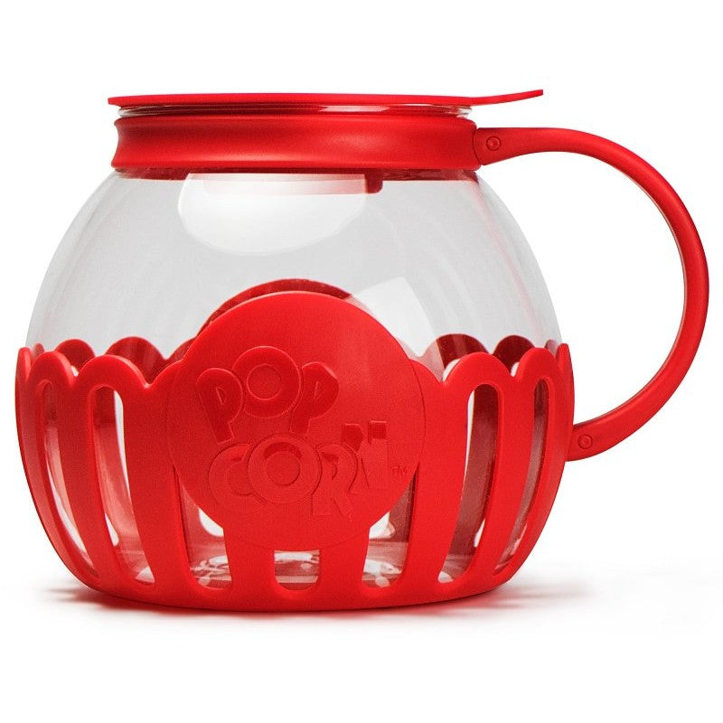 Ecolution Micro-Pop EKPRE-4230 DST Popcorn Popper, 3 qt Capacity, Glass, Red, Ergonomic Handle