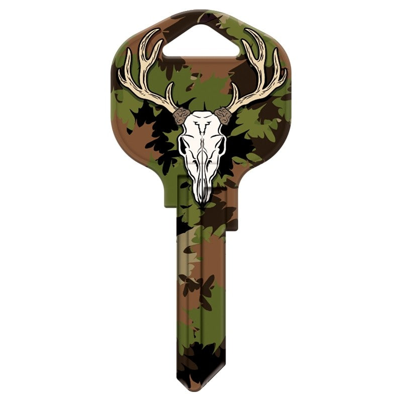Hy-Ko 15005KW1-DEER Key Blank, Deer with Camo, Brass, Nickel-Plated, For: Kwikset KW1 Keyways, KW1 Key Number (Pack of 5)