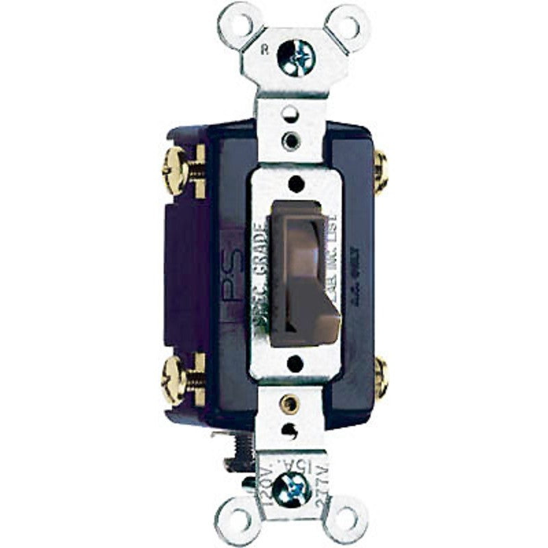 Legrand 664GCC8 Toggle Switch, 15 A, 120 VAC, 4 -Position, Side Wire Terminal, Brown