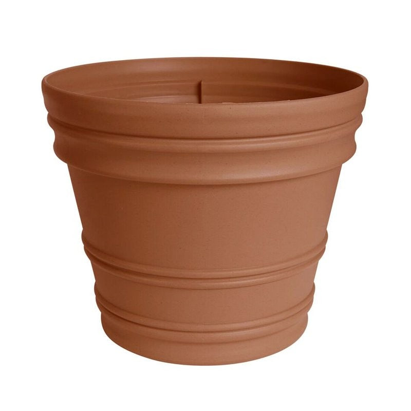 Bloem RR1646 Planter, 16.65 in Dia, 14.69 in H, Tapered, Rolled Rim Design, Resin, Terracotta