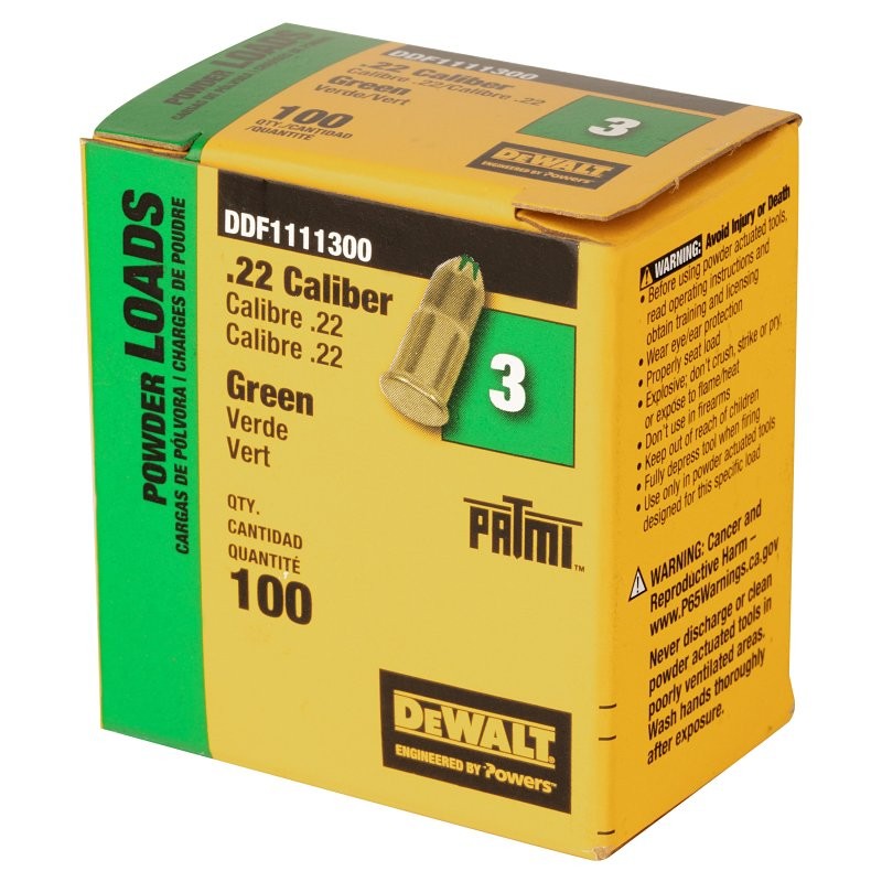 DEWALT DDF1111300 Powder Actuated Load, 0.22 Caliber, Power Level: 2 (Pack of 12)