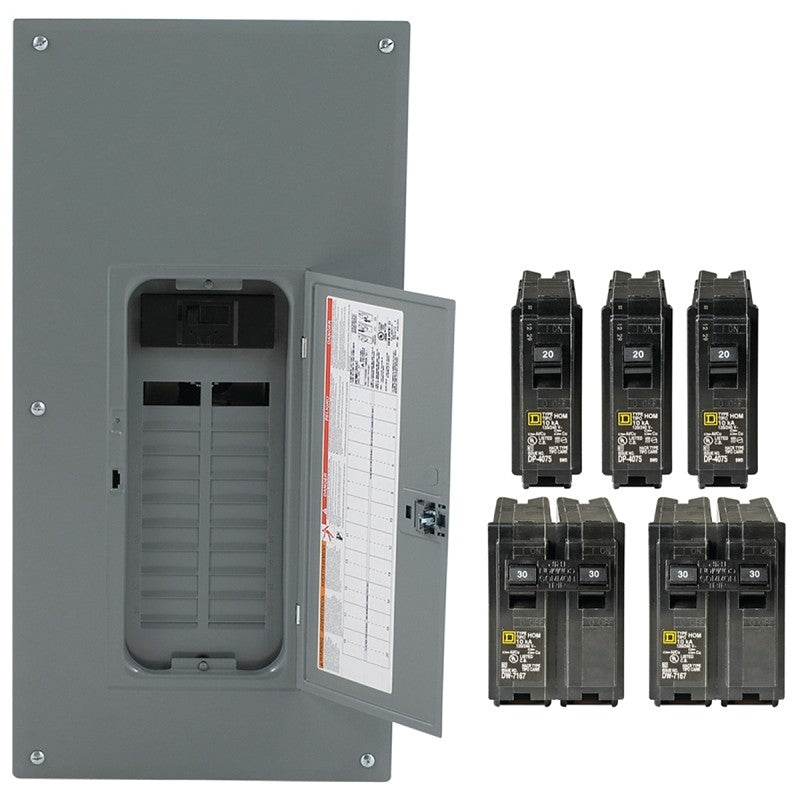 Square D HOM2040M200PCVP Load Center, 40-Pole, 200 A, 20-Space, Plug-On Neutral, NEMA 1 Enclosure, Surface, Flush