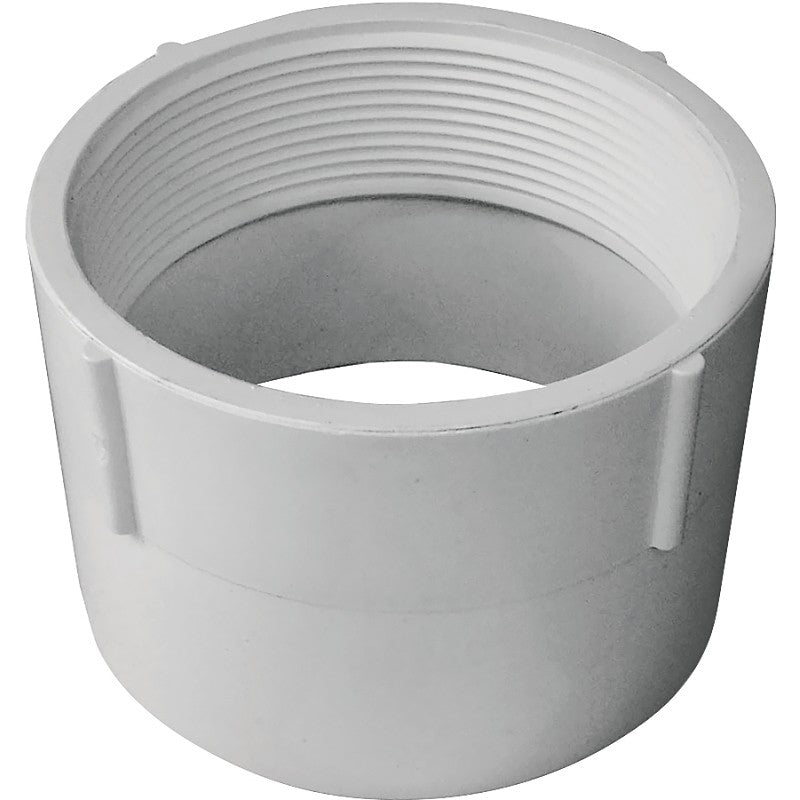 Canplas 192894 Pipe Adapter, 4 in, FNPT x Hub, PVC, White