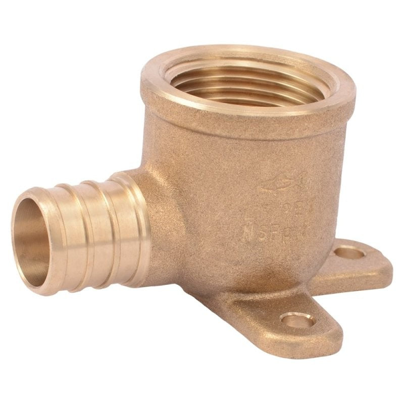 SharkBite UC340LFA Drop Ear Pipe Elbow, 3/4 in, Barb x FNPT, 90 deg Angle, Brass, 200 psi Pressure