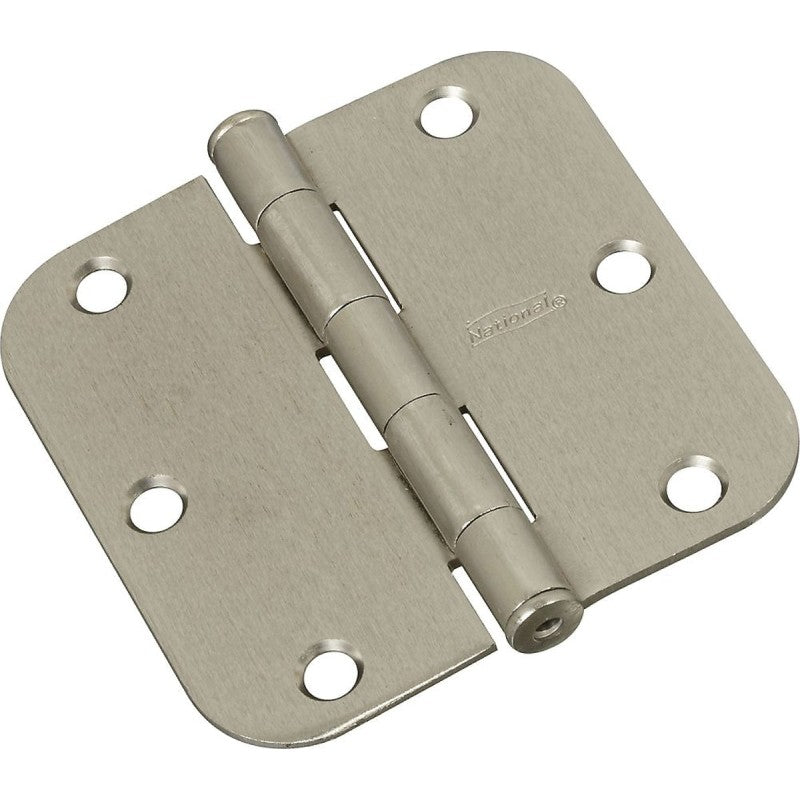 National Hardware N830-242 Door Hinge, 5/8 in Corner Radius, Cold Rolled Steel, Satin Nickel, Non-Rising