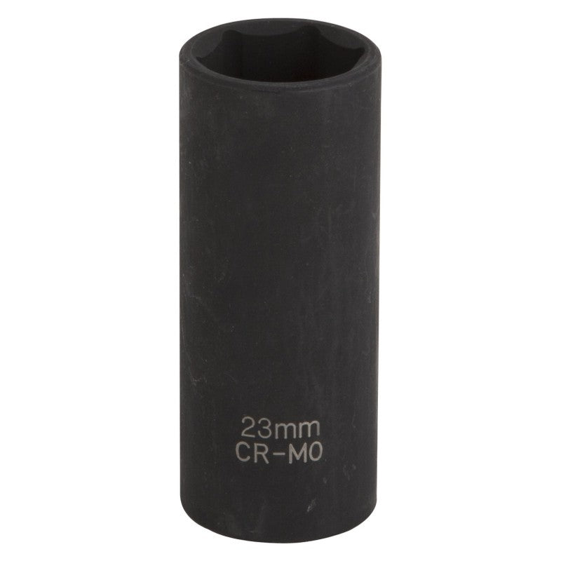 Vulcan MT6580221 Deep Impact Socket, 23 mm Socket, 1/2 in Drive, Deep Drive, 6-Point, Chrome Molybdenum Steel