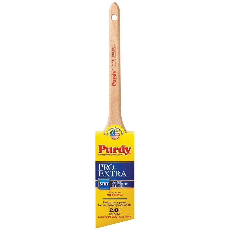 Purdy 144080720 Trim Brush, Natural Hardwood Handle, 2 in W, Nylon/Polyester Bristle, Rat Tail Handle