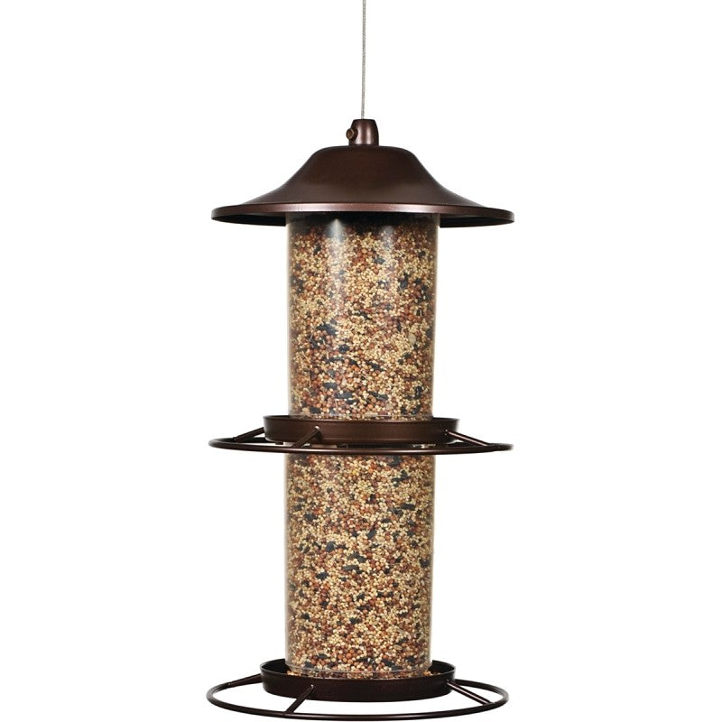 Perky-Pet 325S Panorama Bird Feeder, 4.5 lb, Powder-Coated Rustic Brown, Hanging Mounting