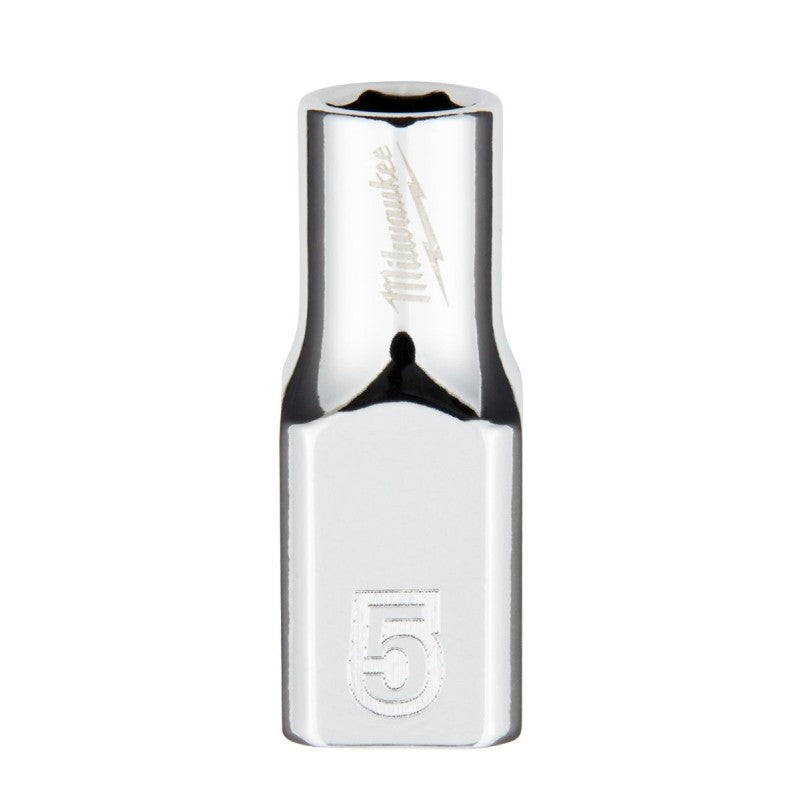 Milwaukee 45-34-9030 Socket, 5 mm Socket, Standard Socket, 4.921 in OAL, 1/4 in Drive, 6-Point, Chrome Vanadium Steel