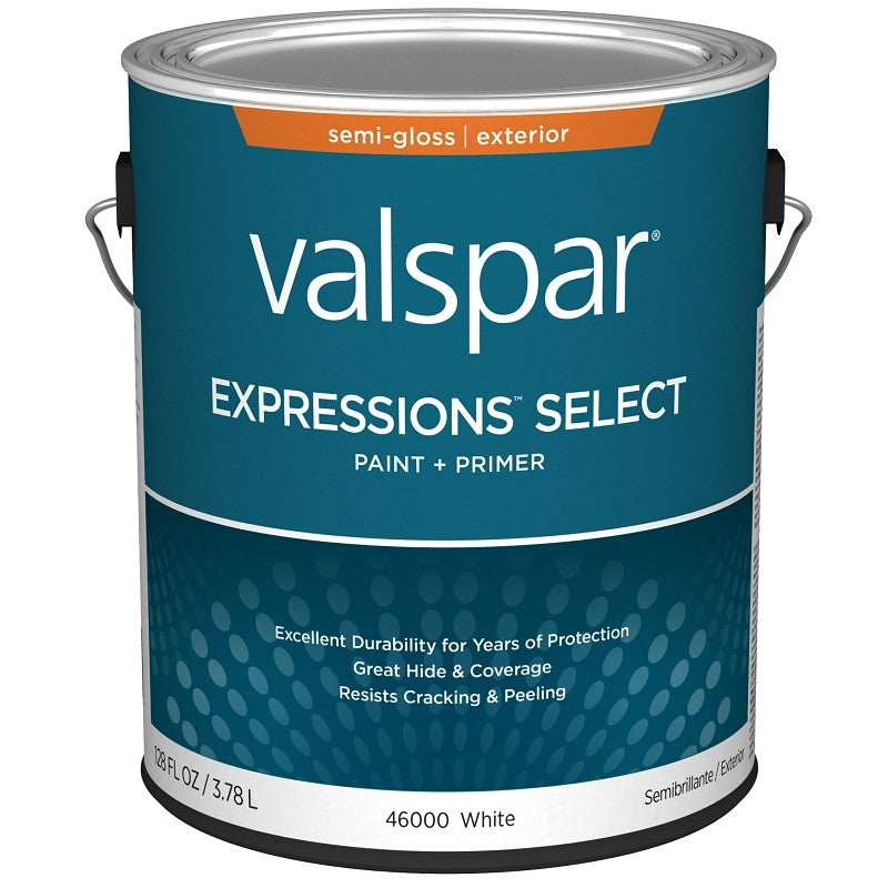Valspar Expressions Select 4600 028.0046000.007 Latex Paint, Acrylic Base, Semi-Gloss Sheen, White Base, 1 gal (Pack of 4)