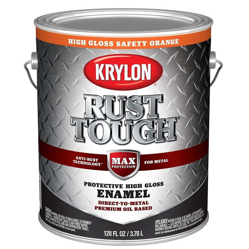 Krylon Rust Tough K09768008 Rust Preventative Paint, Gloss, Safety Orange, 1 gal, 400 sq-ft/gal Coverage Area (Pack of 4)