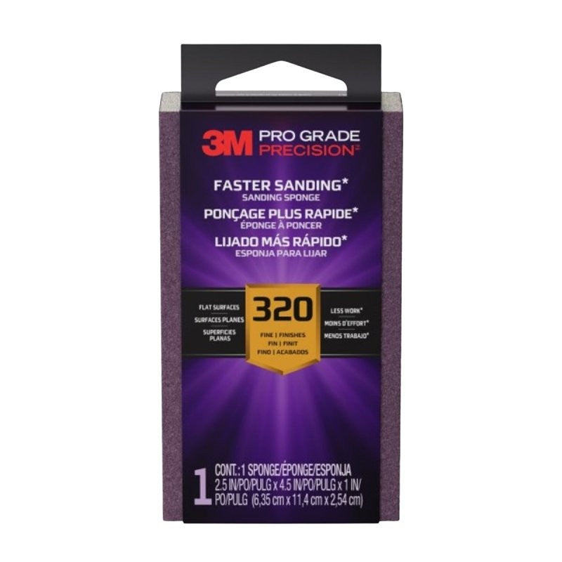 Pro Grade Precision FSB320-PGP-1T Faster Sanding Block Sponge, 2-1/2 in L, 4-1/2 in W, 320 Grit, Extra Fine