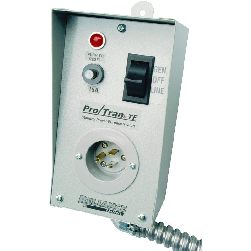 Reliance Controls TF151W Generator Transfer Switch, 1-Phase, 15 A, 125 V, 1-Circuit, 1-Breaker, NEMA 5-15 Enclosure