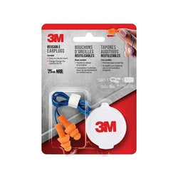 3M 90716H3-DC Reusable Ear Plugs, 25 dB NRR, Flange, One-Size Ear Plug, Foam Ear Plug, Orange Ear Plug