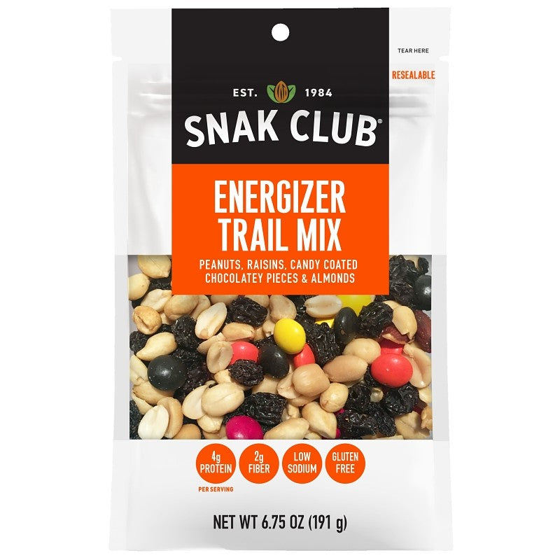 Snak Club 700571 Energizer Trail Mix, Unsalted, 6.75 oz, Bag (Pack of 6)