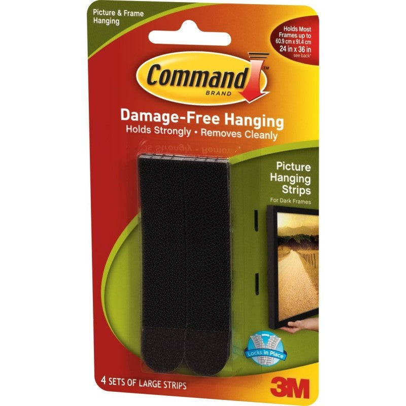 Command 17206BLK Picture Hanging Strip, 4 lb/set, Foam, White, 3.625 in L x 0.5 in W x 0.1 in D