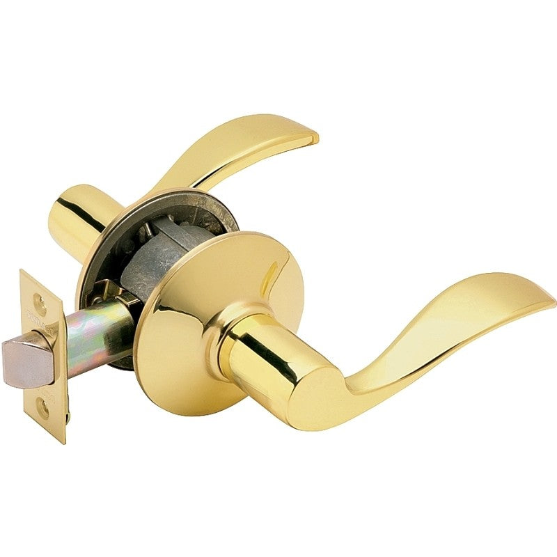 Schlage Accent Series F10 ACC 605 Passage Lever, Mechanical Lock, Bright Brass, Metal, Residential, 2 Grade