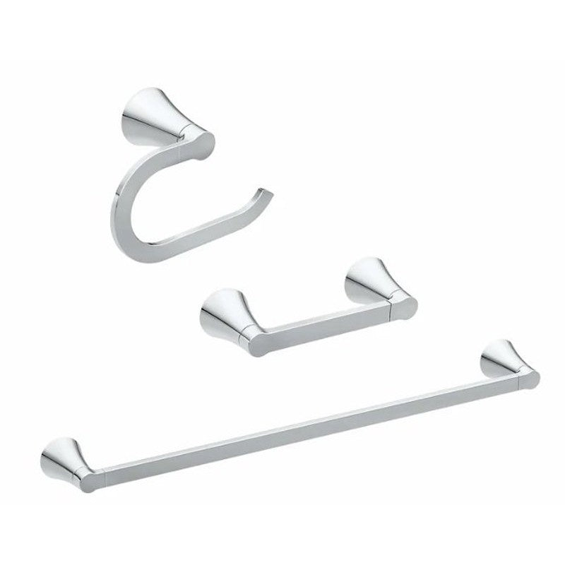 Moen Mikah Series Y0733CH Bathroom Hardware Set, Zinc, Matte Black, 3-Piece