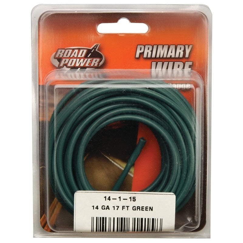 CCI 56421933 Primary Wire, 14 ga Wire, 60 VDC, Copper Conductor, Green Sheath, 17 ft L